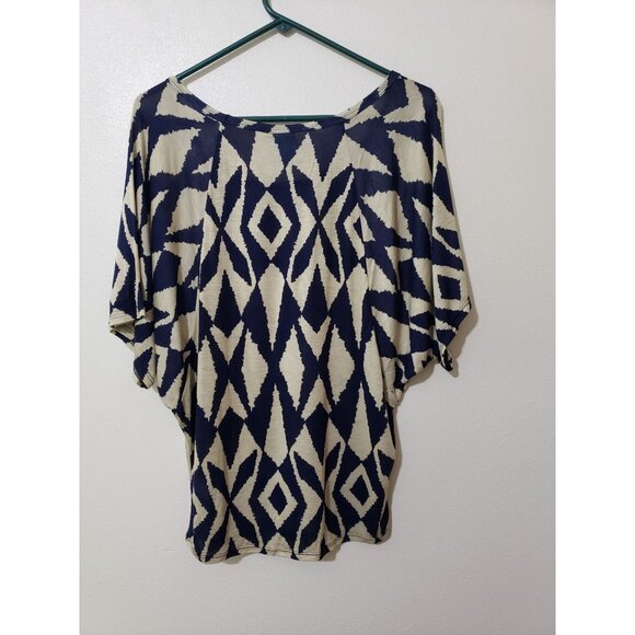 H.I.P. happening in the present, short sleeve, navy print shirt, size M - Picture 6 of 6